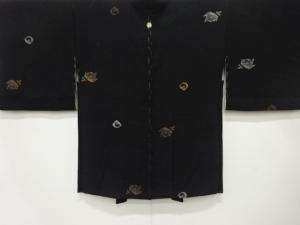 大正ロマン　漆　花模様織出し　一ツ紋羽織